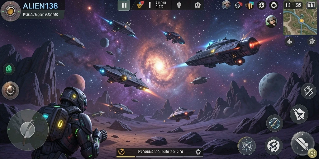 Tangkapan layar dari gameplay luar angkasa yang seru di ALIEN138.