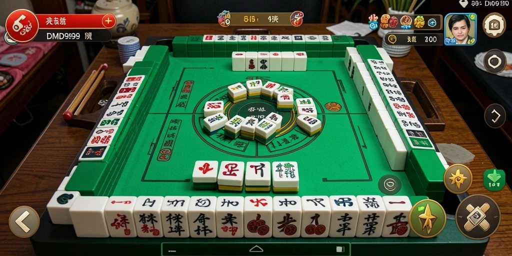 Tampilan gameplay menarik DMD999 dengan berbagai tile Mahjong.