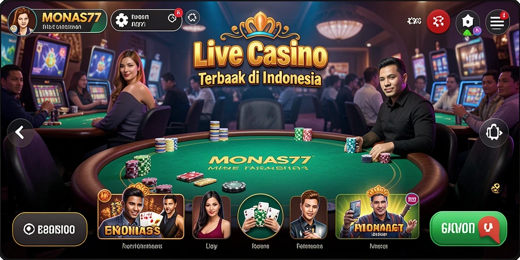 Tampilan gameplay Live Casino yang menarik dan mendebarkan di MONAS77.