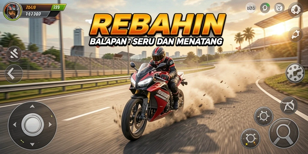 Screenshot gameplay balapan motor seru di REBAHIN.